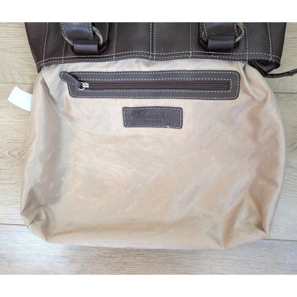 Tignanello Shoulder Bag Large Brown Pebbled Leather Multi Pocket Organizer Tote - Picture 12 of 12